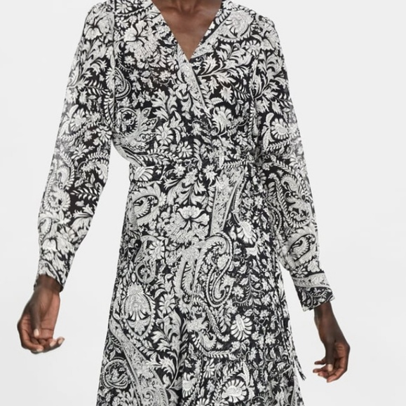 Zara Crossed Print Dress XL EUC - Picture 7 of 8